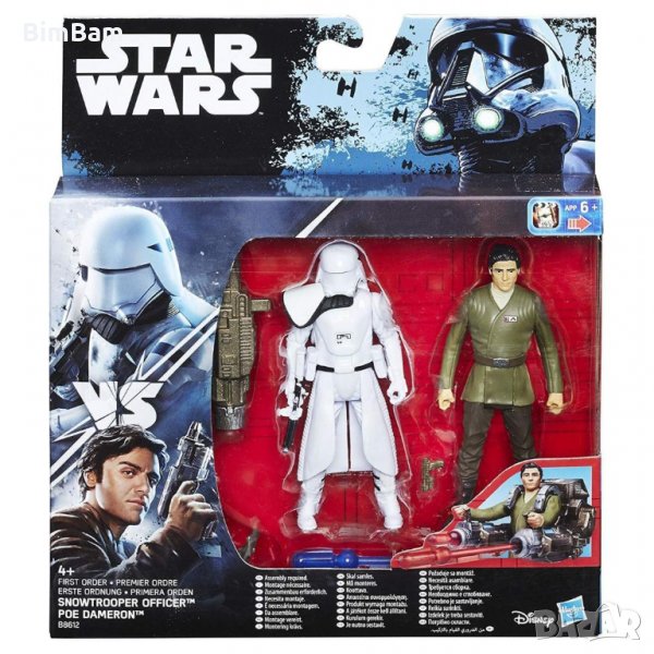 Комплект фигурки Star Wars First Order Snowtrooper Officer & Poe Dameron / Deluxe Pack  , снимка 1