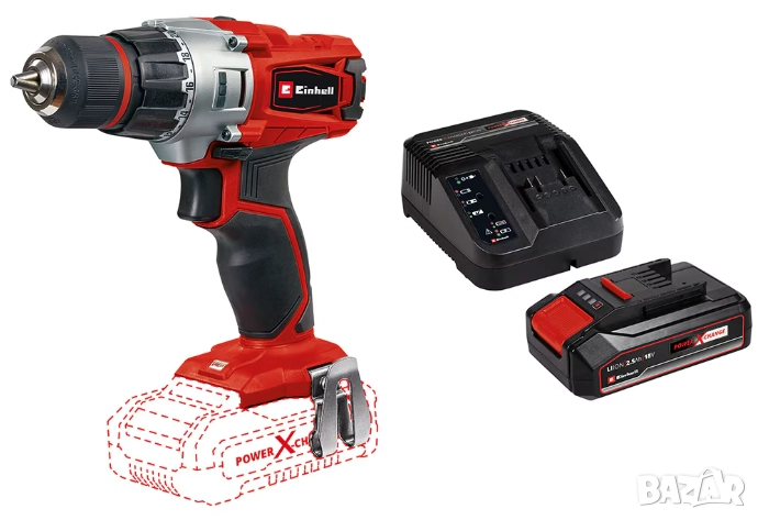 Нова акумулаторна бормашина Einhell TE-CD 18/2 със зарядно и батерия, снимка 1
