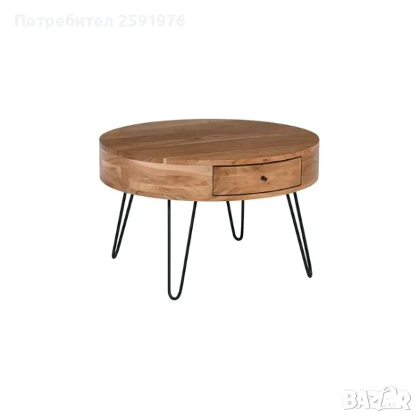 Холна маса KARIM масив акация Φ70х42 см, снимка 1