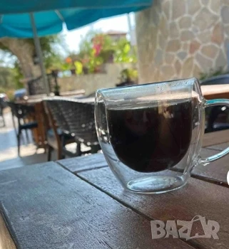 Стъклена чаша за кафе с двойно дъно 200ml, снимка 1