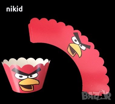 12 бр Angry Birds енгри бърдс декори мъфини кексчета и топери декорация, снимка 1