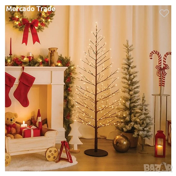 Коледна елха Mercado Trade, 600 LED, 150см, Топло бяла светлина, Черна, снимка 1