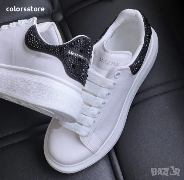 Дамски бели кецове с велур и камъни Alexander McQueen/BR165s, снимка 1