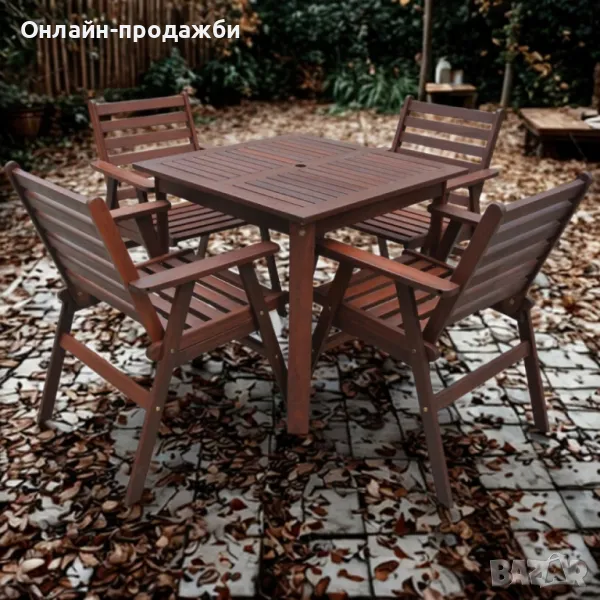 Градински комплект Tirora Muhler Meranti - 5 части, дърво, снимка 1