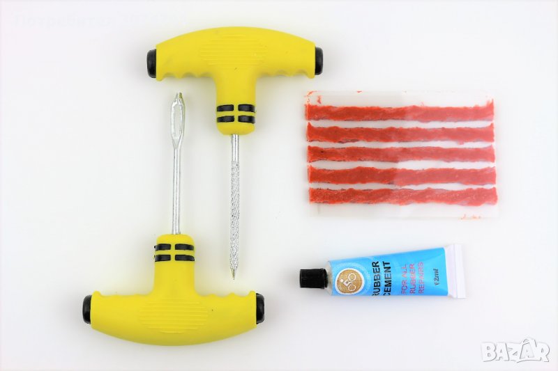 Авариен Ремонтен Комплект Шило Игла Лепило + Фитили за Спукани Гуми, снимка 1