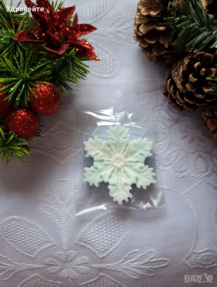 Коледни глицеринови сапунчета за подаръци, снимка 1