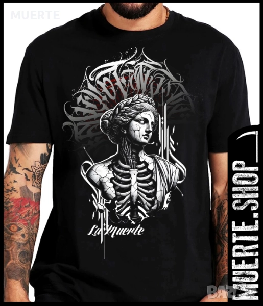 Черна тениска с щампа – CALI URBAN, снимка 1