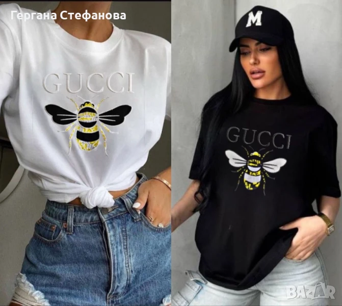 Дамски тениски GUCCI Размери с,м,л,Хл,2хл Цена 28лв Налични Бяла и черна, снимка 1