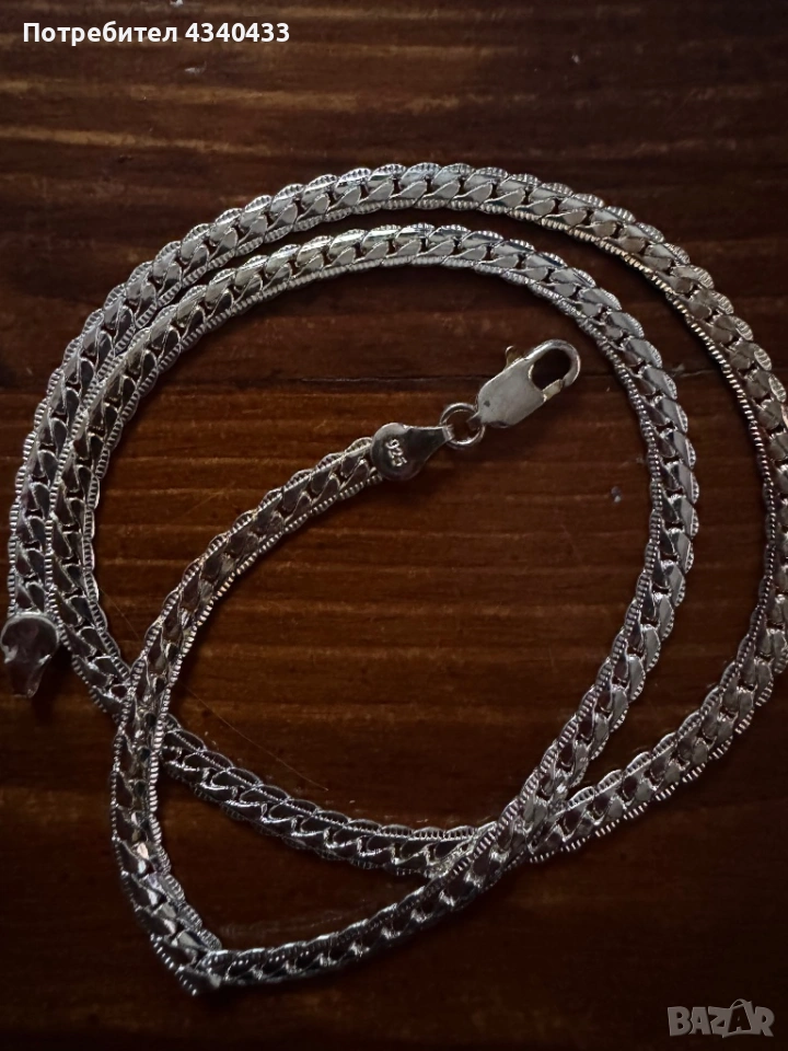 Мъжки сребърен ланец, снимка 1