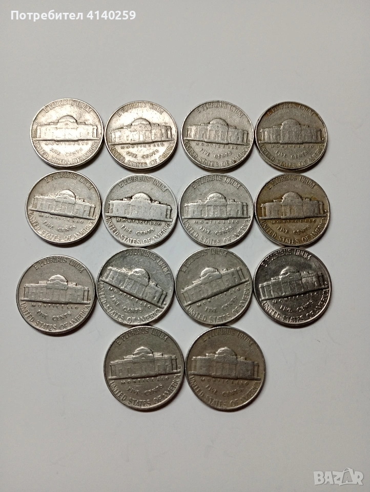 САЩ МОНЕТА ЛОТ 5 ЦЕНТА 1940 -1946 Г , снимка 1