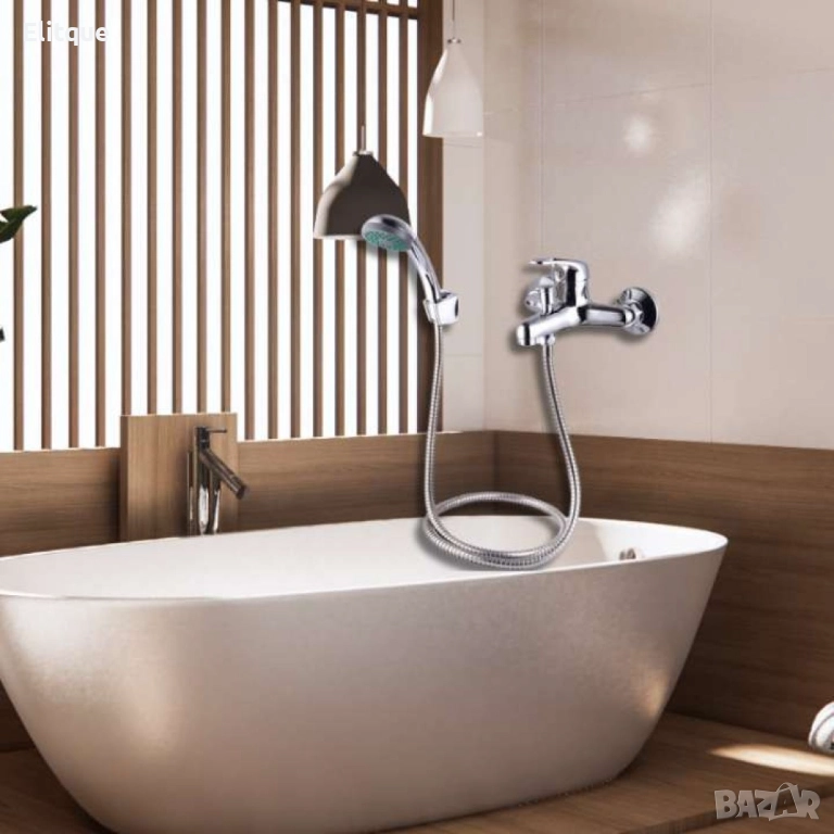 Смесител за вода  c душ, хориз. с покр. от хром, снимка 1