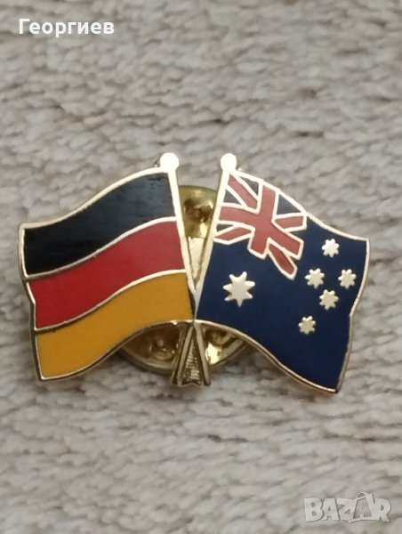 3 бр.значки с знамена САЩ-РУСИЯ, Германия -Сащ, Австралия., снимка 1