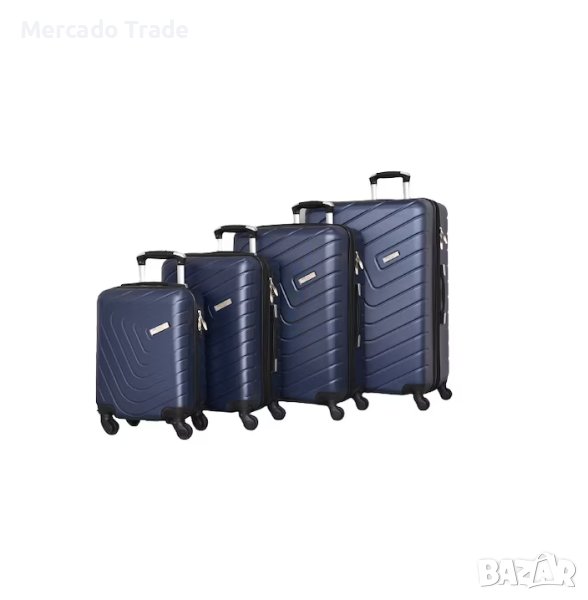 Комплект Mercado Trade, 4бр. луксозни куфари, 2052-4, ABS, Син, снимка 1