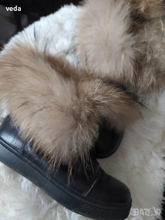 Боти естествена кожа с косъм от лисица номер 37, снимка 1