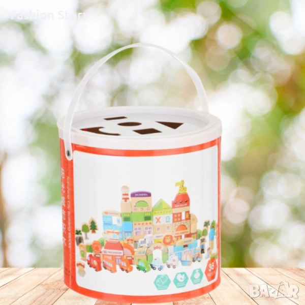 Комплект дървени блокчета, 120 части, снимка 1