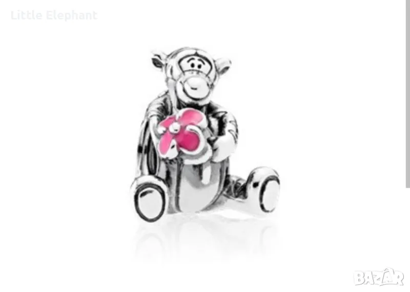 Сребърен елемент Пандора Disney tiger with love flower for you/нов, снимка 1