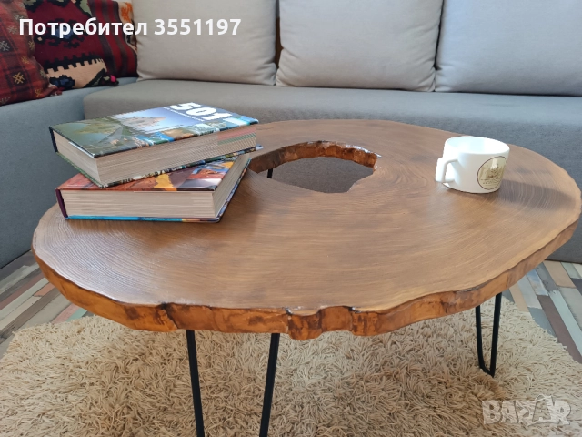 Холна маса от масивен плот с жив ръб, снимка 8 - Маси - 52335573