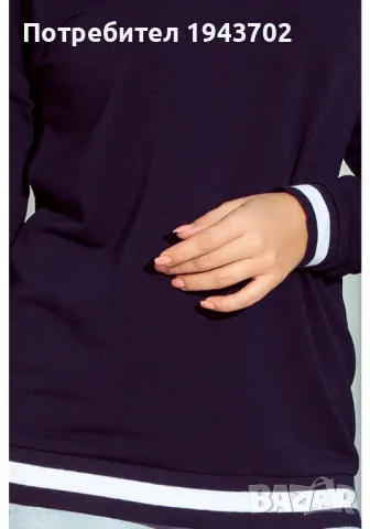 Дамска блуза с дълъг ръкав в тъмносиньо 222-1, снимка 3 - Блузи с дълъг ръкав и пуловери - 48119506