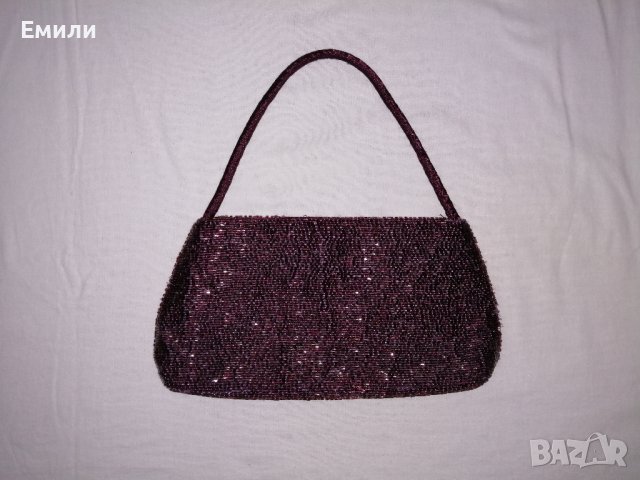 Accessorize малка дамска чанта с мъниста във виолетов цвят - със забележки, снимка 3 - Чанти - 43946030