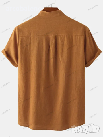 Мъжка памучна риза с яка и къс ръкав, 7цвята , снимка 9 - Ризи - 44901208