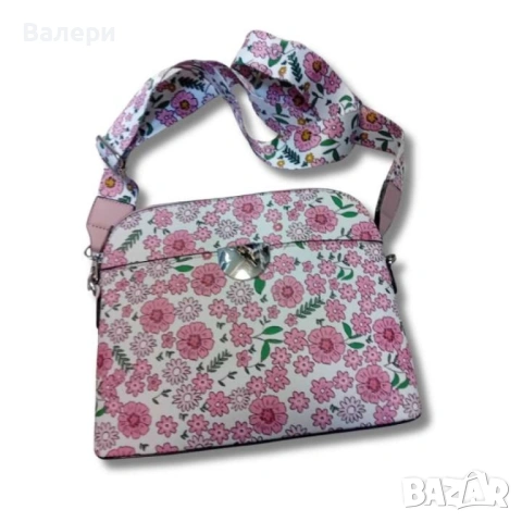 Красива дамска чанта за през рамо на цветя, снимка 3 - Чанти - 53206034