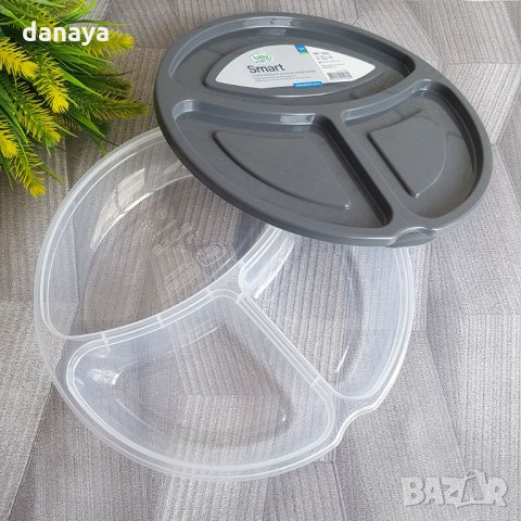 2236 Кръгла кутия за храна с 3 отделения Smart BPA FREE, снимка 3 - Кутии за храна - 33115940