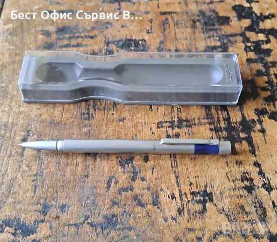 ролер Марксман Marksman rollerball pen метален, за писане, масивен с гумена синя част за хващане, снимка 2 - Ученически пособия, канцеларски материали - 49695562