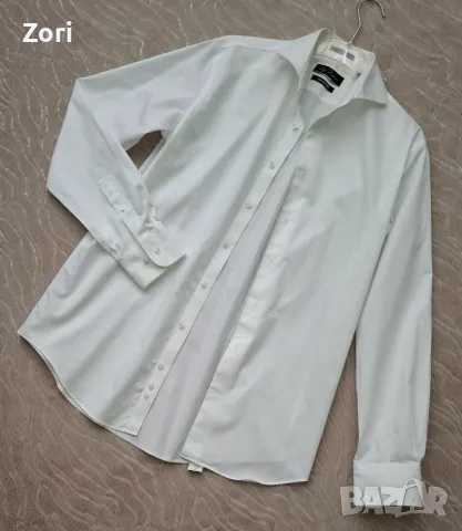Снежнобяла мъжка риза Л размер , снимка 1