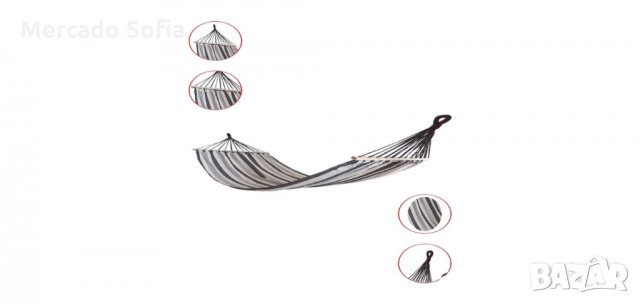 Хамак Черно и бяло на райе 200х100 см , снимка 3 - Градински мебели, декорация  - 33432985