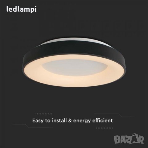 LED Плафониера 49W Черна Кръг Димиране Топло Бяла Светлина, снимка 3 - Лампи за таван - 44067710