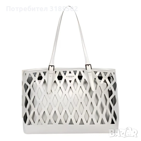 Дамска чанта с вътрешен несесер и решетъчен дизайн, снимка 4 - Чанти - 51514570