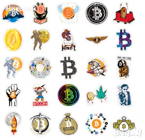 50 бр. Стикери Биткойн , Bitcoin , Satoshi , To the moon , Крипто, снимка 3 - Други - 35142027