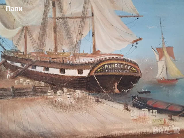 Стара маслена картина в/у платно. , снимка 2 - Картини - 48150356