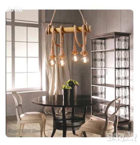 Бамбукова електрическа висяща лампа, креативна декорация, снимка 2 - Декорация за дома - 43380937