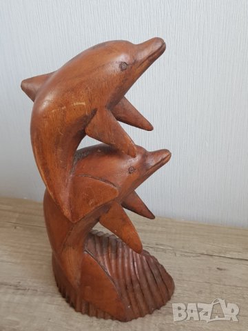 Дървена фигура -делфини, снимка 3 - Антикварни и старинни предмети - 34600793