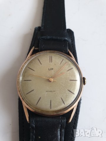 Мъжки позлатен механичен часовник Lip, снимка 2 - Антикварни и старинни предмети - 39603934