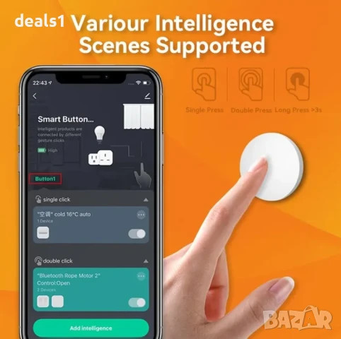 Tuya Zigbee Смарт бутон Превключвател Безжично дистанционно управление Съвместим с Google и Alexa, снимка 3 - Друга електроника - 51027533