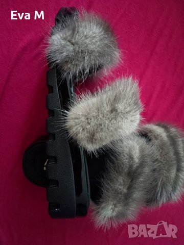 Чехли естествен косъм норка, 40, снимка 4 - Чехли - 36841115