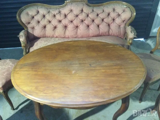 Гарнитура - канапе, 6 стола и маса. Викторианска., снимка 3 - Антикварни и старинни предмети - 50046280