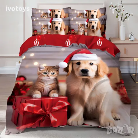 Двулицев коледен спален комплект (Реално изображение), 6 части - Модел WS17121