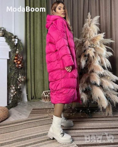 🩷Розови и черни дамски дълги стилни зимни якета🖤, снимка 2 - Якета - 43191773