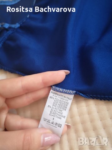 Син сатенен топ, S размер, снимка 2 - Корсети, бюстиета, топове - 28889597