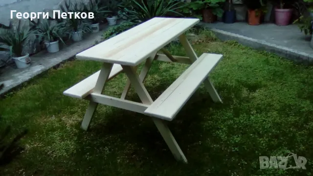 Детска Градинска маса с пейки-100х100х68см., снимка 1