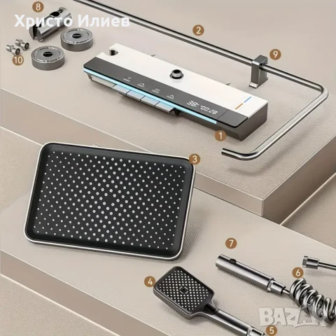 Луксозна душ система със светещ смесител дисплей и 4 функции бутони Бял, снимка 5 - Смесители - 51117935