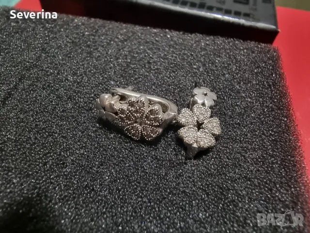 Нежни, сребърни, детски обеци детелини, снимка 2 - Обеци - 49042486