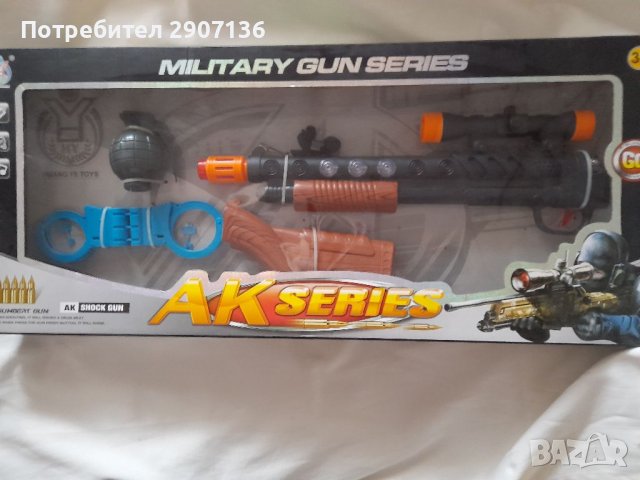 Детска играчка- Пушка АК с батерии, свети, стреля , снимка 3 - Електрически играчки - 38958422