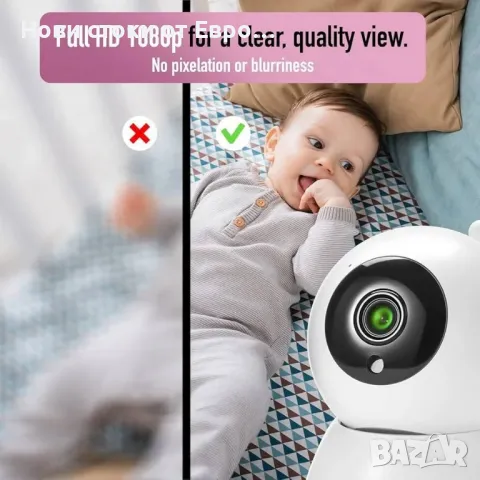Видео бебефон Sainlogic с камера, вътрешен бебефон, 1080P FHD, 5-инчов LCD дисплей, снимка 4 - Бебефони - 49053194