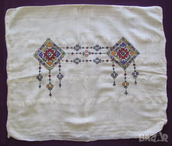 19 век Фолк Арт Копринен Кенар Калъфка за Възглавница, снимка 9 - Антикварни и старинни предмети - 35399551