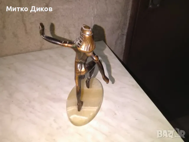 Метална скулптура на Клеопатра Н-205мм и размер 120х63мм постамон мраморен оникс 140х5х14мм, снимка 3 - Колекции - 48473097