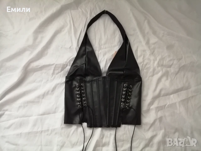 Нов дамски кожен топ/бюстие/корсет р-р XS и S, снимка 10 - Корсети, бюстиета, топове - 51076369